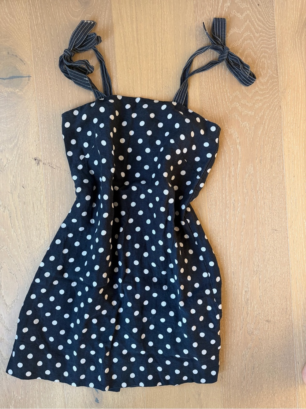 J. Crew Navy Blue Polka Dot Tie-Strap Dress